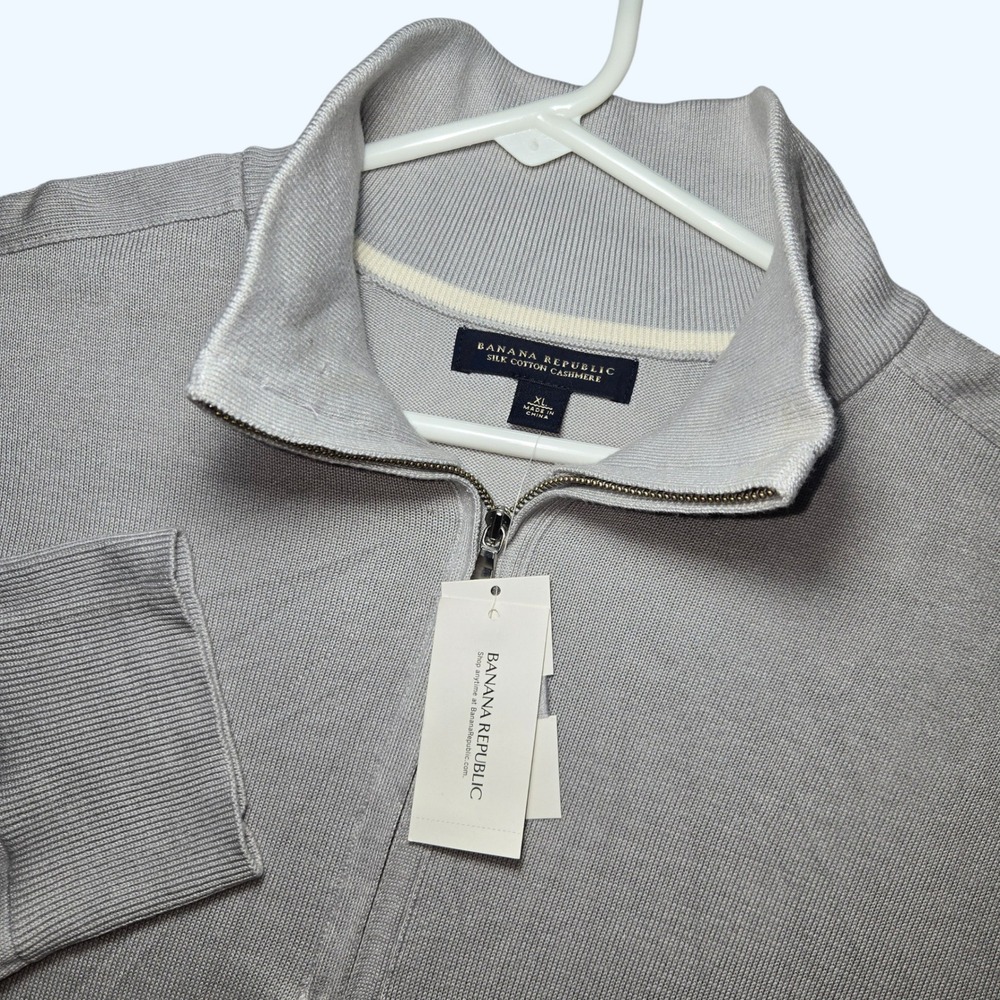 NEW Banana Republic Silk Cotton Cashmere 1/4 Zip Sweater Men XL 690515-07-1 READ